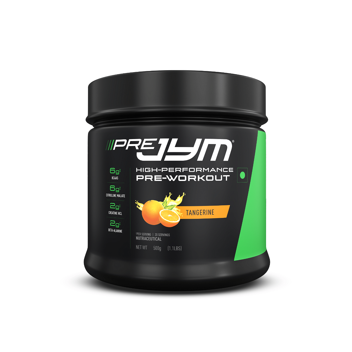 

JYM Pre High Performance Pre-Workout (6g BCAAs & Citrulline Malate, 2g Creatine HCL & Beta-Alanine, 650mg Betaine) - 500g (Tangerine)