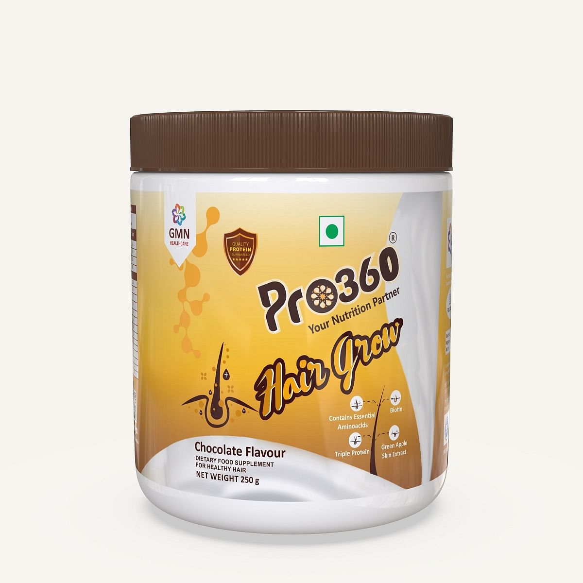 

Pro360 Hair Grow - Nutritional Protein Supplement Powder - Enriched with Biotin (Vitamin B7) and Green Apple Skin Extract for Healthy Hair, Glowing...