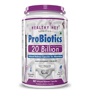 HealthyHey Nutrition Probiotic 20 Billion Cfu Supplement with Delayed - Release Capsules for Temperature Stable, Digestion, and Immune Health - (60 Capsules)