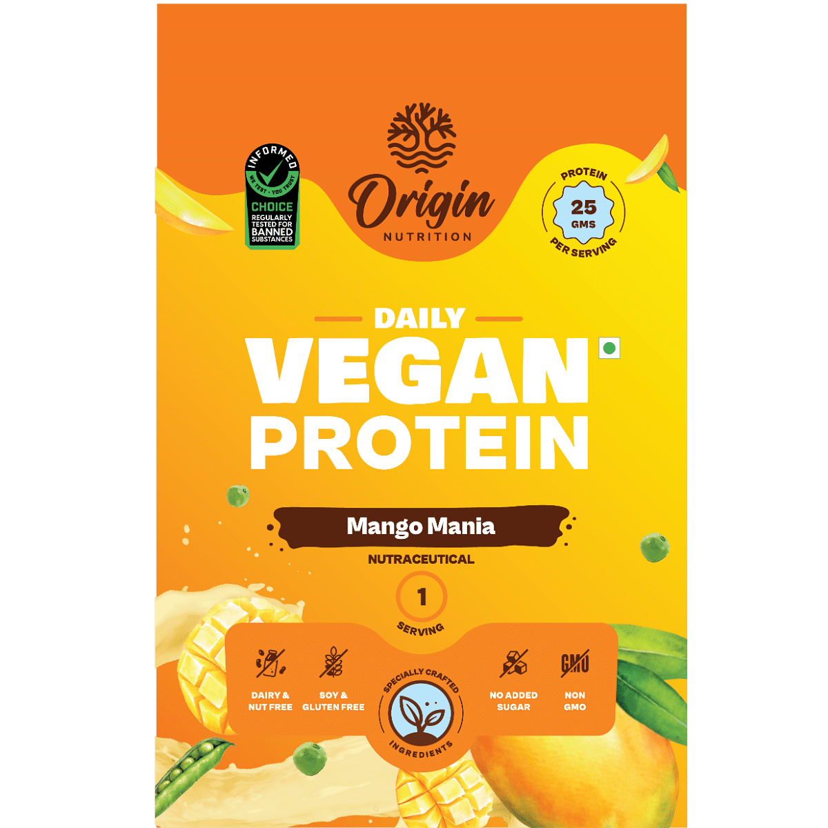 

Origin Nutrition 100% Natural Plant Protein Powder, Mango Flavour with 25g Plant Based Protein