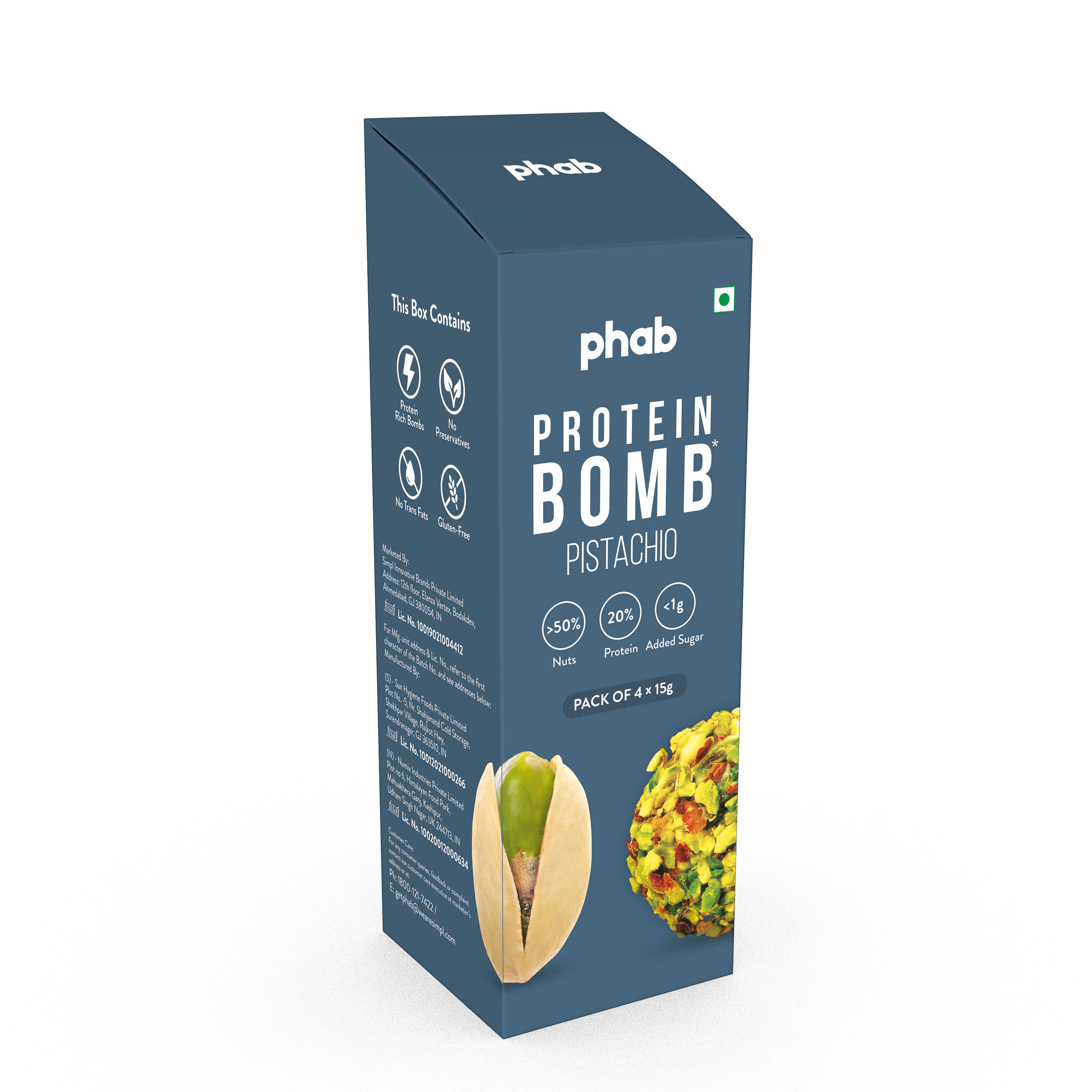 

Phab Protein Bomb - Pistachio 60gm- Pack Of 4