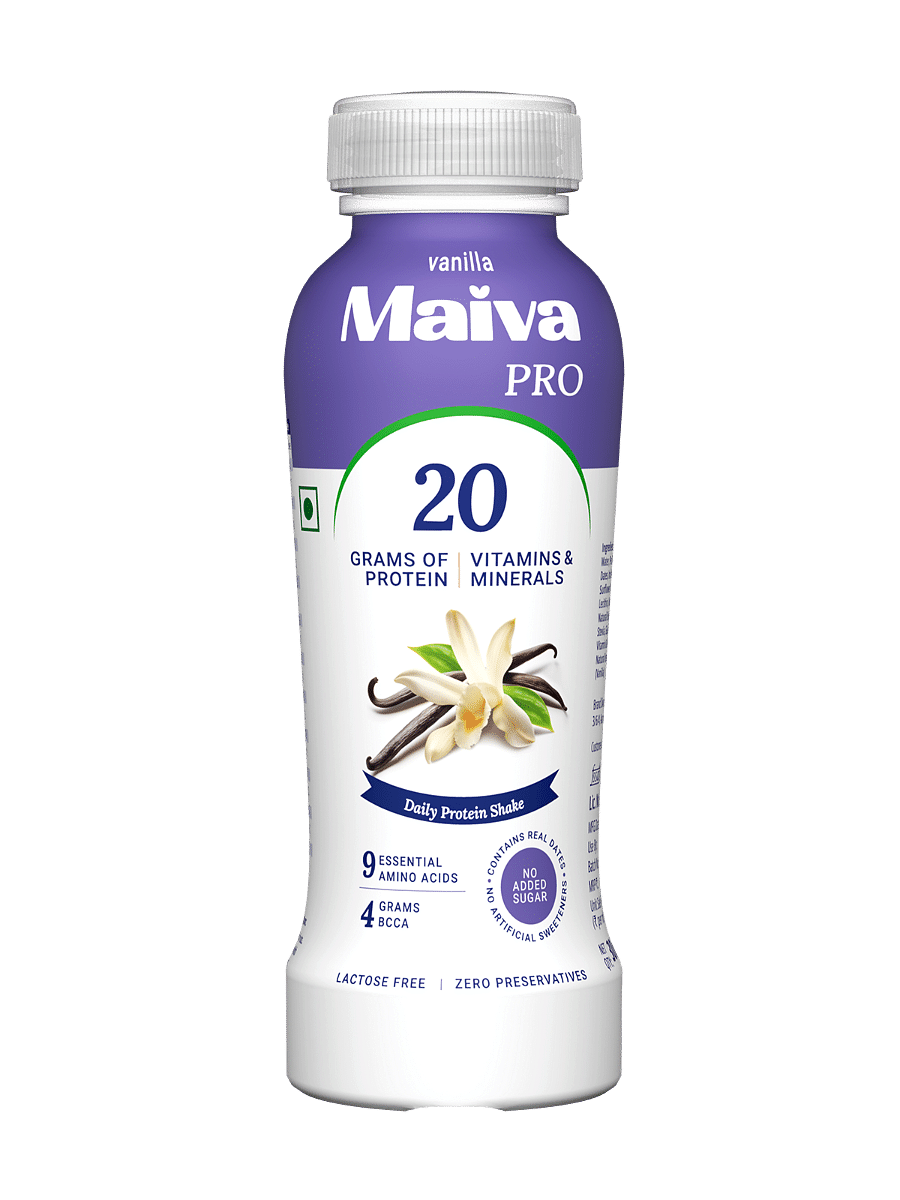 Maiva Pro | Vanilla Plant Protein Shake - 300ml | 20g Protein | 20 Vitamins & Minerals | Contains Dates | Vegan, Lactose-Free, No Preservatives, No Artificial Sweetener, No Added Sugar