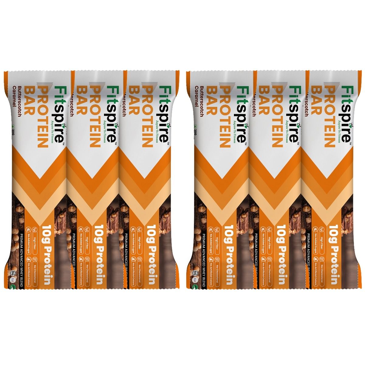 

Fitspire Protein Bar - Butterscotch 30gm | 10 gm Whey Blend Protein muscle gain Bars - Pack Of 6