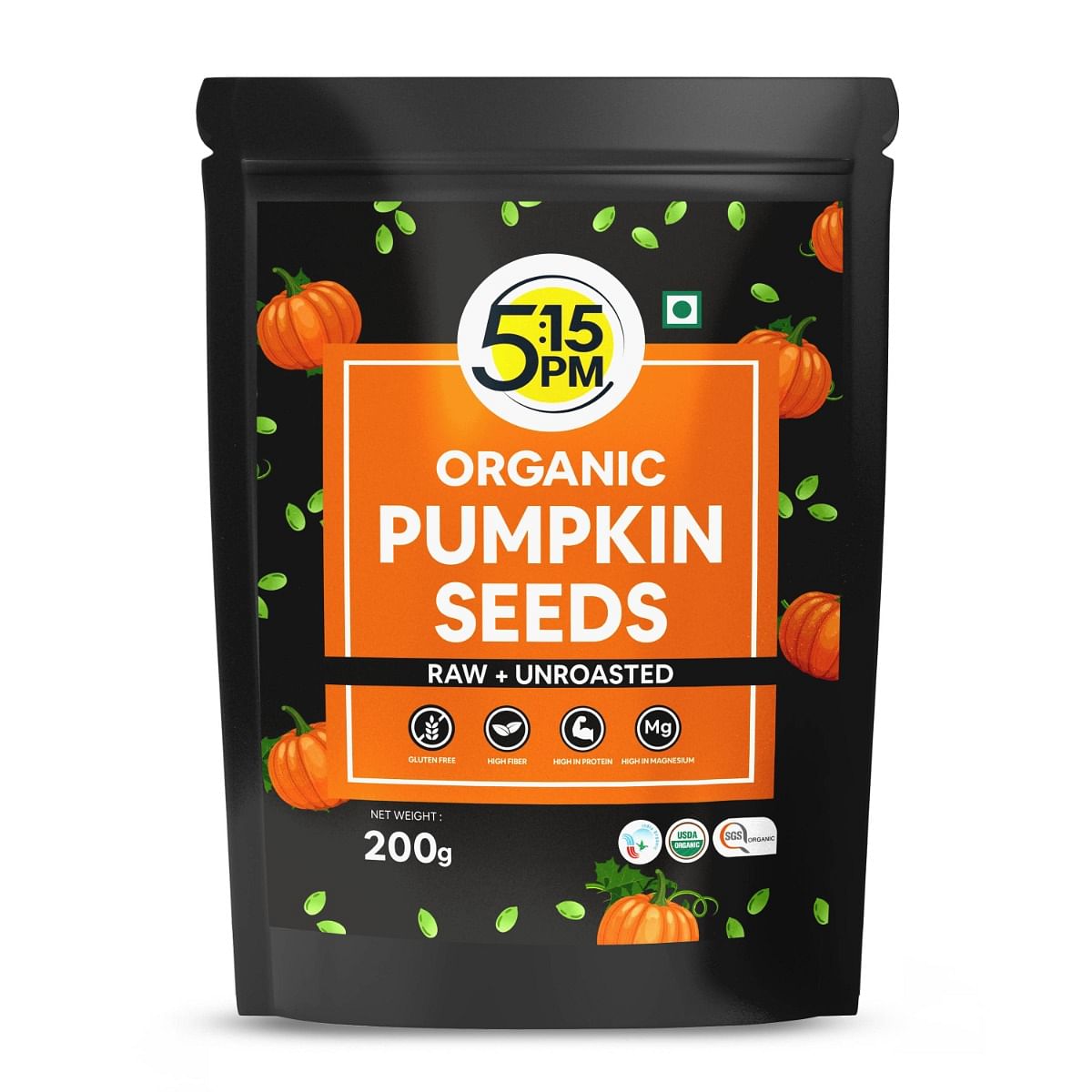 

5:15PM Organic Pumpkin Seeds| Raw Pumpkin Seeds for eating |Immunity Booster Seeds | 100% Organic, Pure, Natural & Unroasted Seeds– 200g