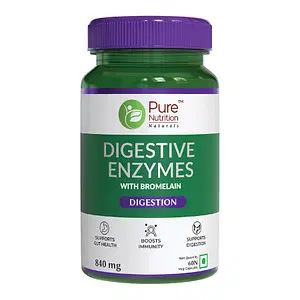 Pure Nutrition Digestive Enzymes | Superior Bioavailability To Support Digestion And Better Absorption Of Food -Pack Of 60 Capsules