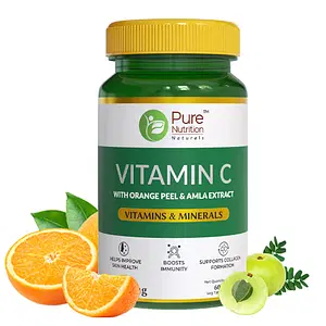 Pure Nutrition Vitamin C With Natural Amla & Orange Peel Extract For Better Immunity And Health 1250 Mg