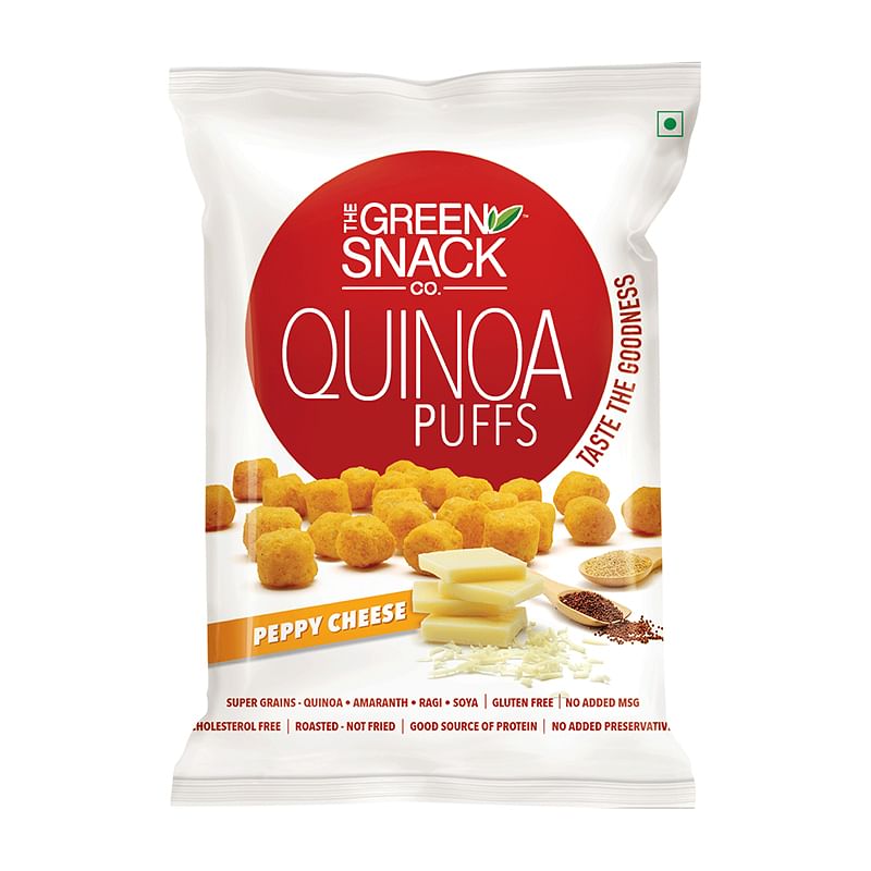 

Green Snack Co. Quinoa Puffs Peppy Cheese | 100% Roasted Healthy Snack | Packed with Quinoa, Ragi, Soy & Amaranth | 50G