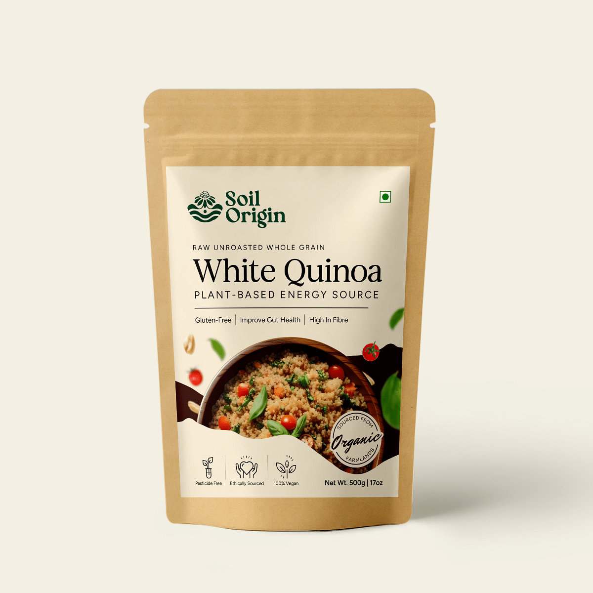 

Soil Origin White Quinoa | Gluten-Free | High in Fibre | Breakfast Cereal - 500 Gm