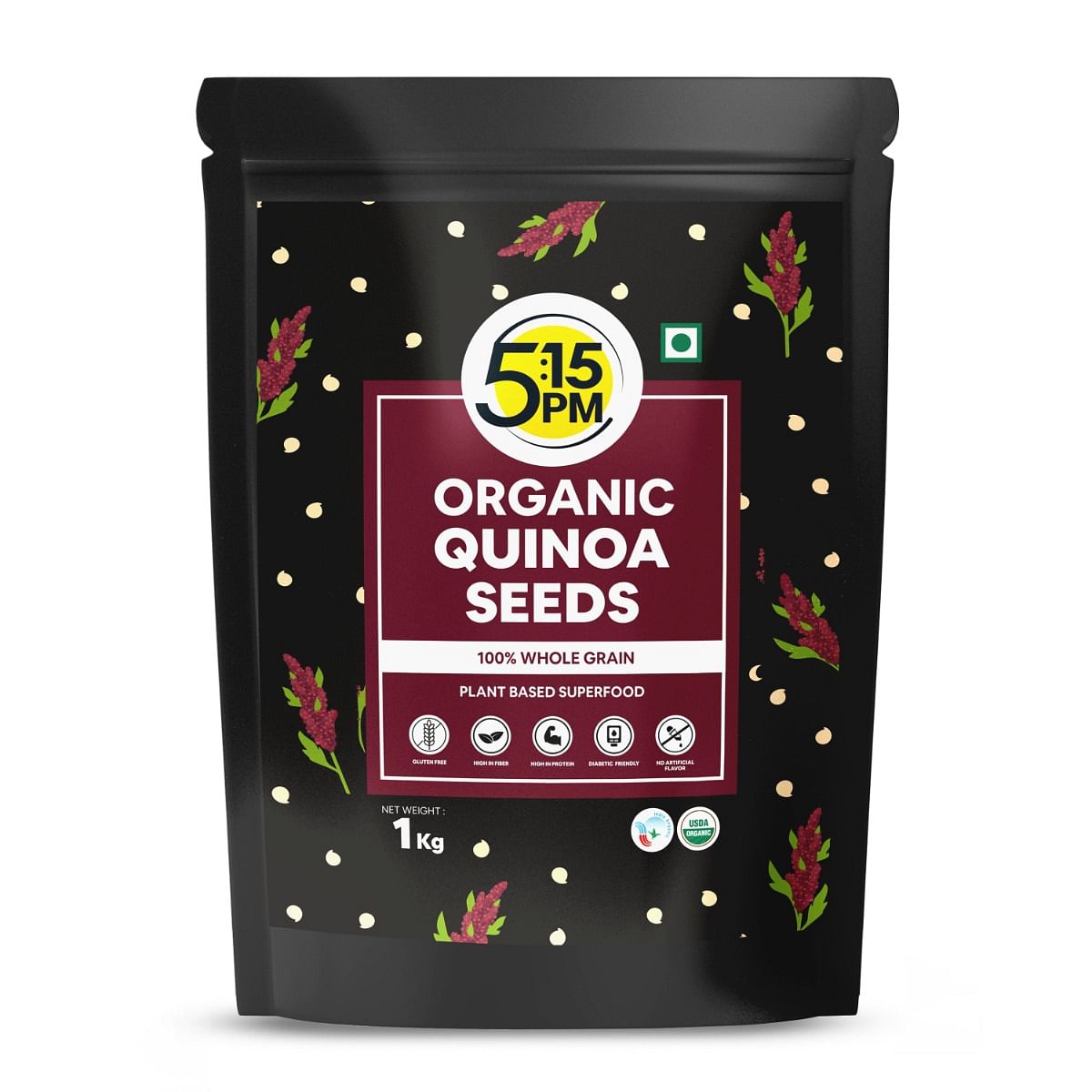 

5:15PM Quinoa Seeds| 100% Organic White Quinoa Seeds |Healthy Cereal for Breakfast| Rich in Protein, Fibre and Calcium – 1kg