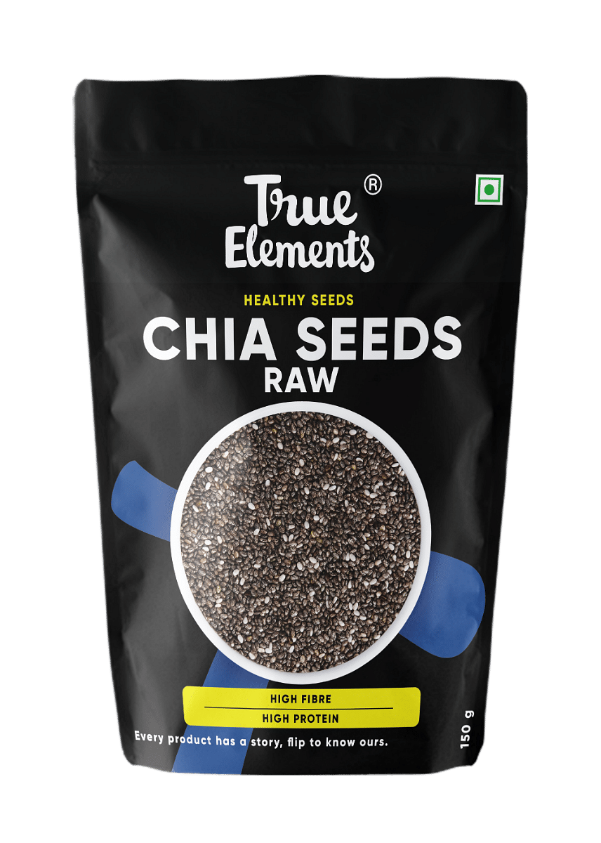 

True Elements Raw Chia Seeds - 150g - Non-GMO Seeds | Rich in Omega -3 & Fibre | Healthy Snacks for Weight loss management | Single Pack