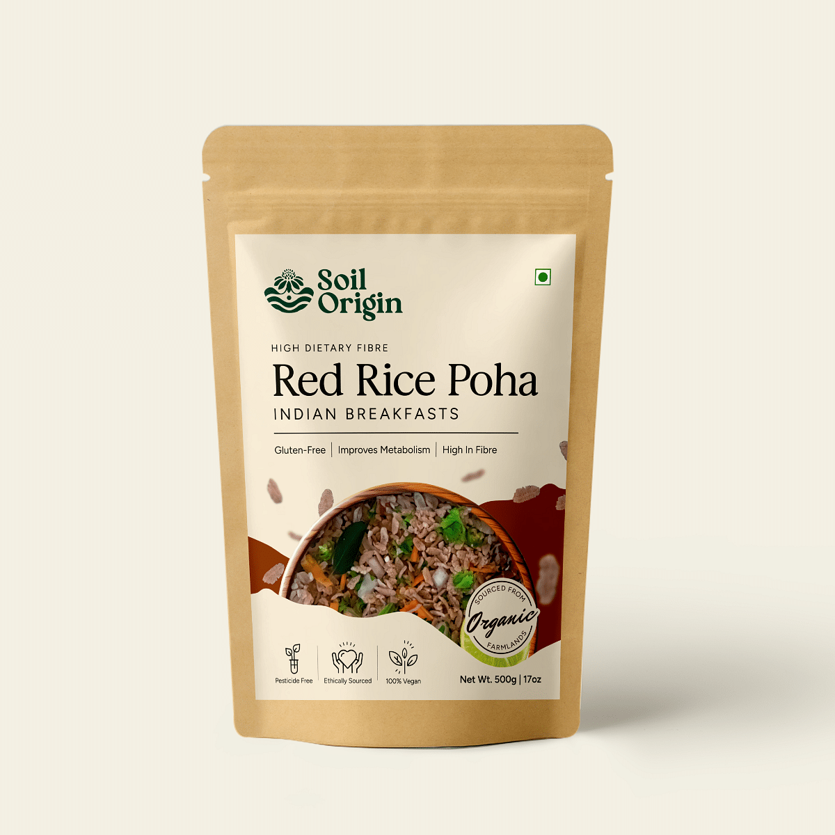 

Soil Origin Red Poha | Red Flattened Pice | Fiber Rich - 500 Gm