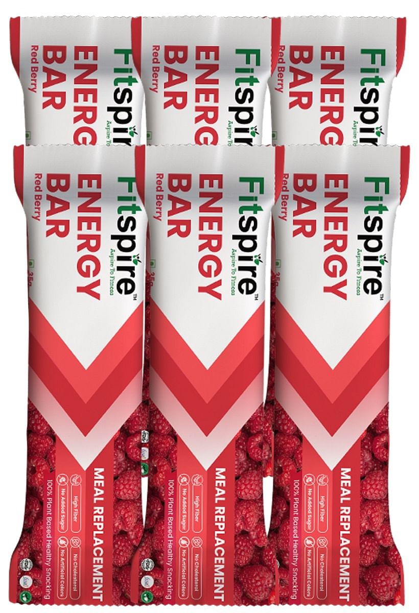 

Fitspire Fit Energy Bar 35g with Redberry flavour pack of 6 , 100% Vegan, Made with Natural Ingredients, Helping for Instant Energy, Boosts Athleti...