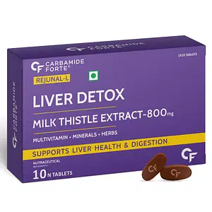 Carbamide Forte Liver Support Supplement with Milk Thistle Extract 800mg (30:1), Multivitamins & Amino Acid | Liver Detox Supplement –10 Veg Tablets