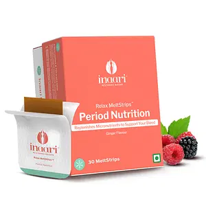 Inaari Relax Period Nutrition MeltStrips Provides Nutrients Required During the Period Anti-inflammatory Reduces Cramping, Natural Free Travel Pouch 1 Pack (30 MeltStrips)