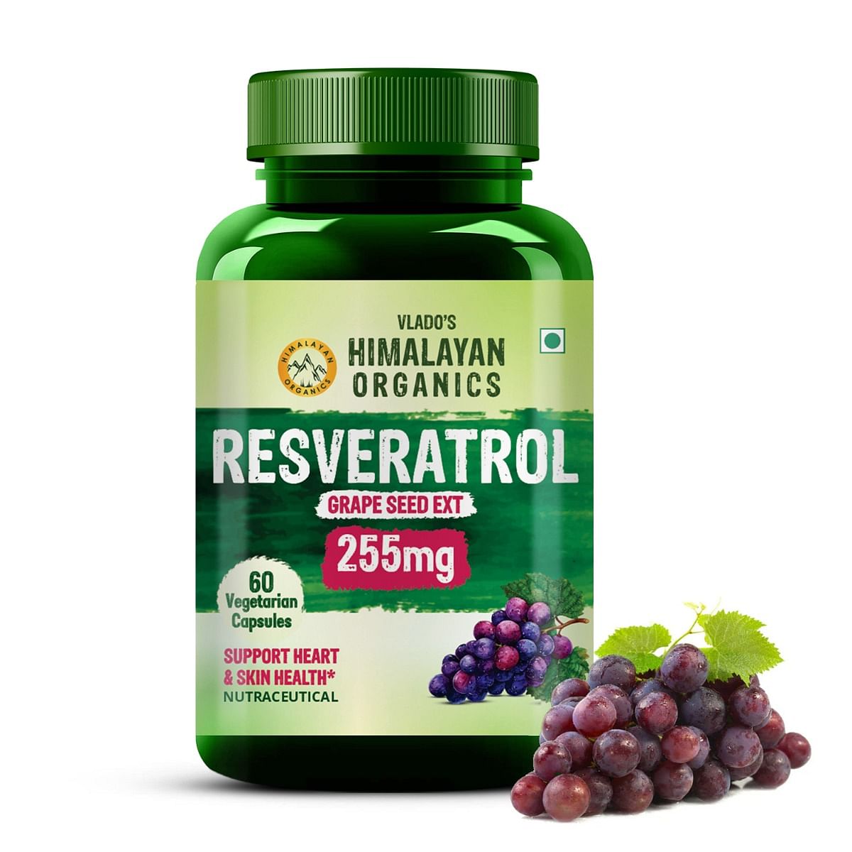 

Vlado's HImalayan Organics Resveratrol 255mg with Grape Seed Extract Supplement | Support Heart And Skin Health | Powerful Anti-oxidant for Anti-Ag...