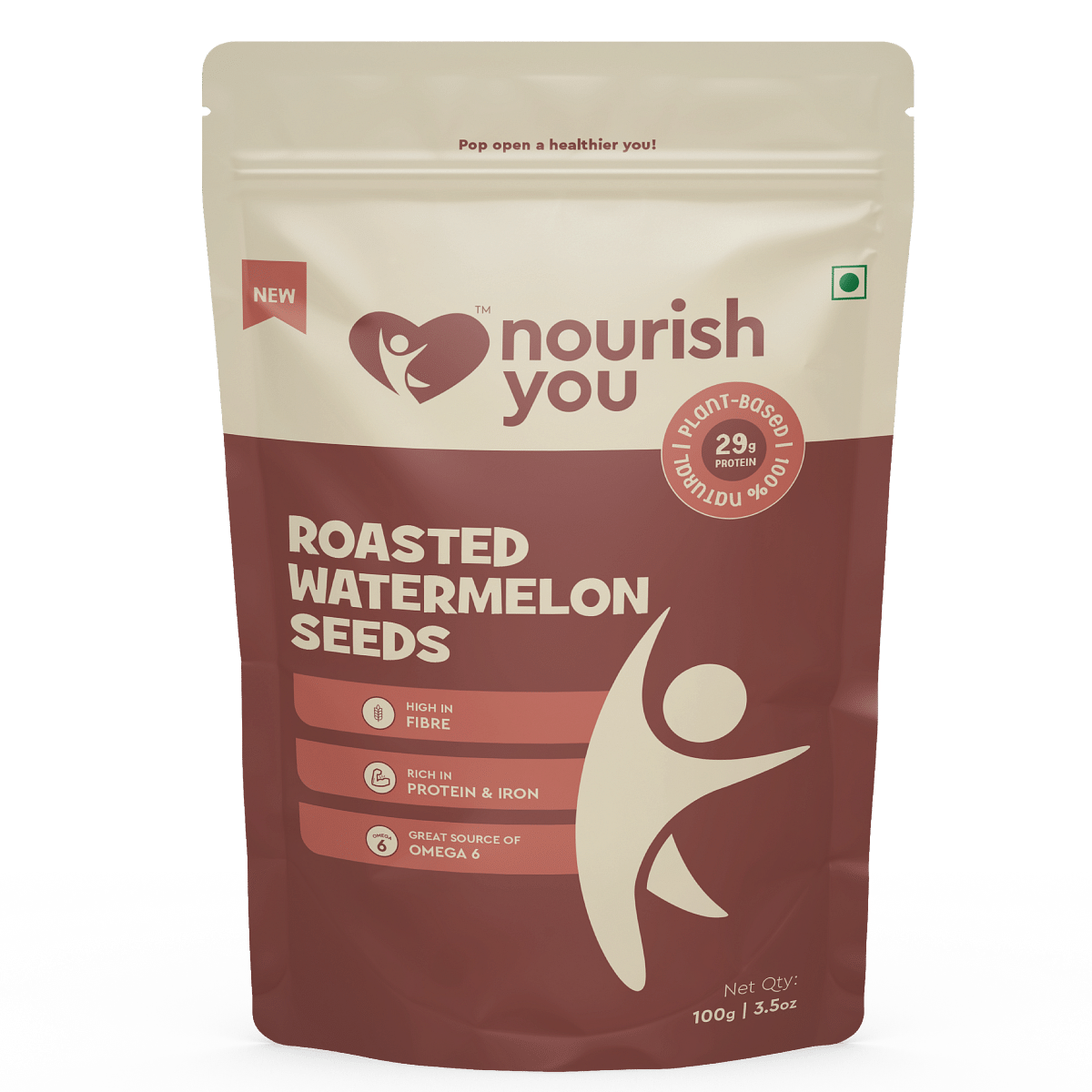 

Nourish You Organic Roasted Watermelon Seeds - Rich In Protein, Healthy snacks , Gluten Free-100g