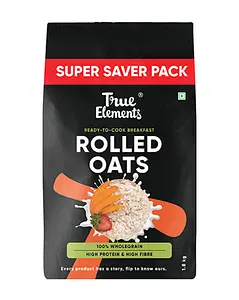 True Elements Rolled Oats - 100% Wholegrain Breakfast | Gluten - Free Oats | Diet Food for Weight Loss and Management