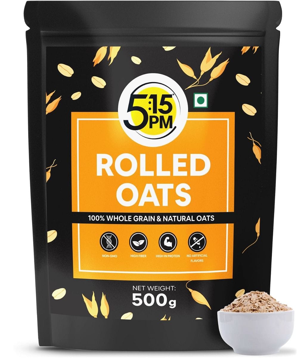 5:15PM Rolled Oats|Gluten Free Oats for Weight Loss | Healthy Cereal Breakfast | 100% Natural Wholegrain | Rich in Beta Glucans - 500gm