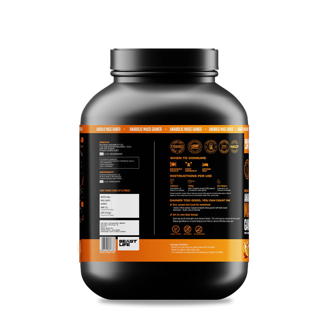 

BeastLife Mass Gainer 2.5kg NO MALTODEXTRIN - INDIA'S #1 CEREAL BASED BULK FORMULA | High Protein High Calorie gainer for Beast Gains, Strawbe...