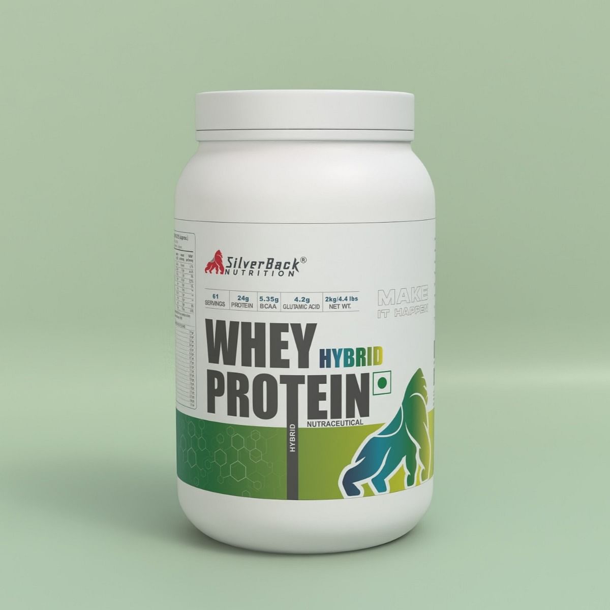 

SilverBack Nutrition Whey Hybrid Protein 24 G Protein | easy on Gut | No Added Sugar / 500gm - Malai Kulfi