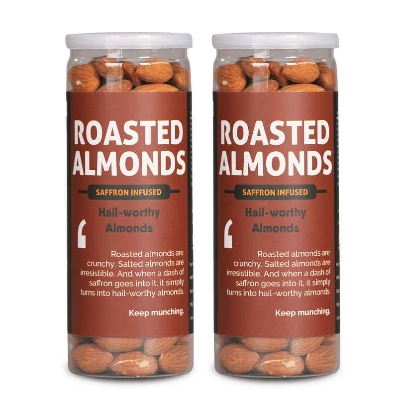 

Omay Foods Roasted Almonds - Saffron Infused, 170g (Pack of 2)