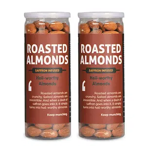 Omay Foods Roasted Almonds - Saffron Infused, 170g (Pack of 2)
