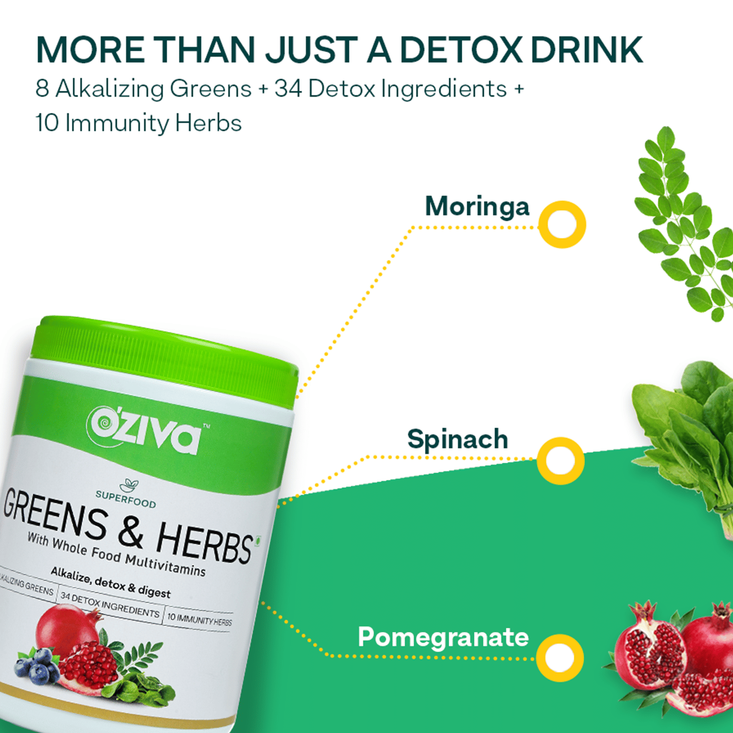 Oziva Superfood Greens & Herbs With Whole Food Multavitamins