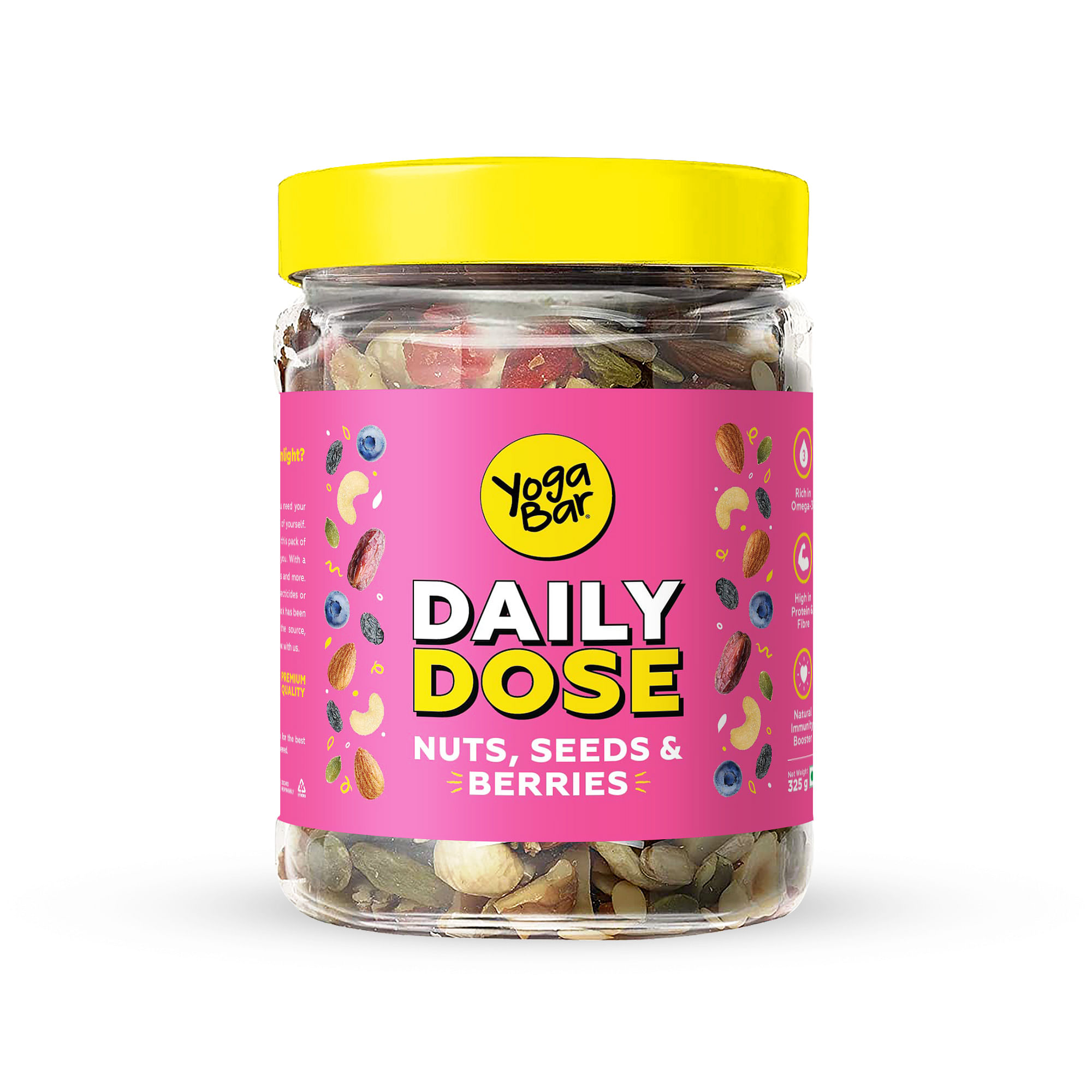 

Super healthy Daily Dose Dry Fruit Nuts, Seeds & Berries Organic Mix | Nutritious, Roasted and Crunchy Trail Snack | 20+ Varieties - 325g