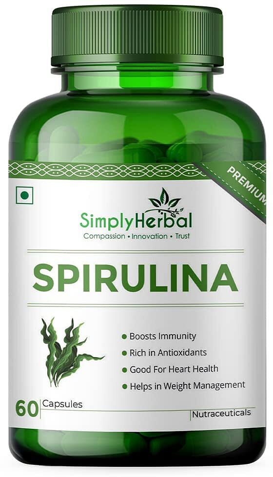 Simply Herbal Spirulina Capsules 2000Mg Green Food For Good Health ...