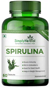 Simply Herbal Spirulina Capsules 2000Mg Green Food For Good Health & Weight Management