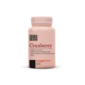 SheNeed Crave For Cranberry  Supplements (400mg) - Supports UTI & Digestive Health- 60 Capsules