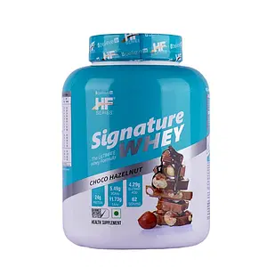 HF Series Signature Whey Protein Powder with 24G Protein,5G BCAAs|11.46g EAAs & 4.26g Glutamic acid|62 servings-32g Serving Size|Build Lean and Bigger Muscles|2Kg|Flavour-Choco Hazelnut