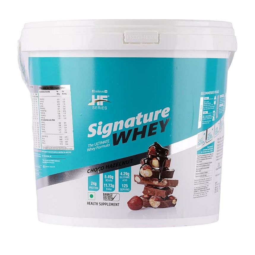 

HF Series Signature Whey protein for men|With added EAA and Glutamine|125 SERVINGS|Build Lean and Bigger Muscles|4Kg (CHOCO HAZELNUT)