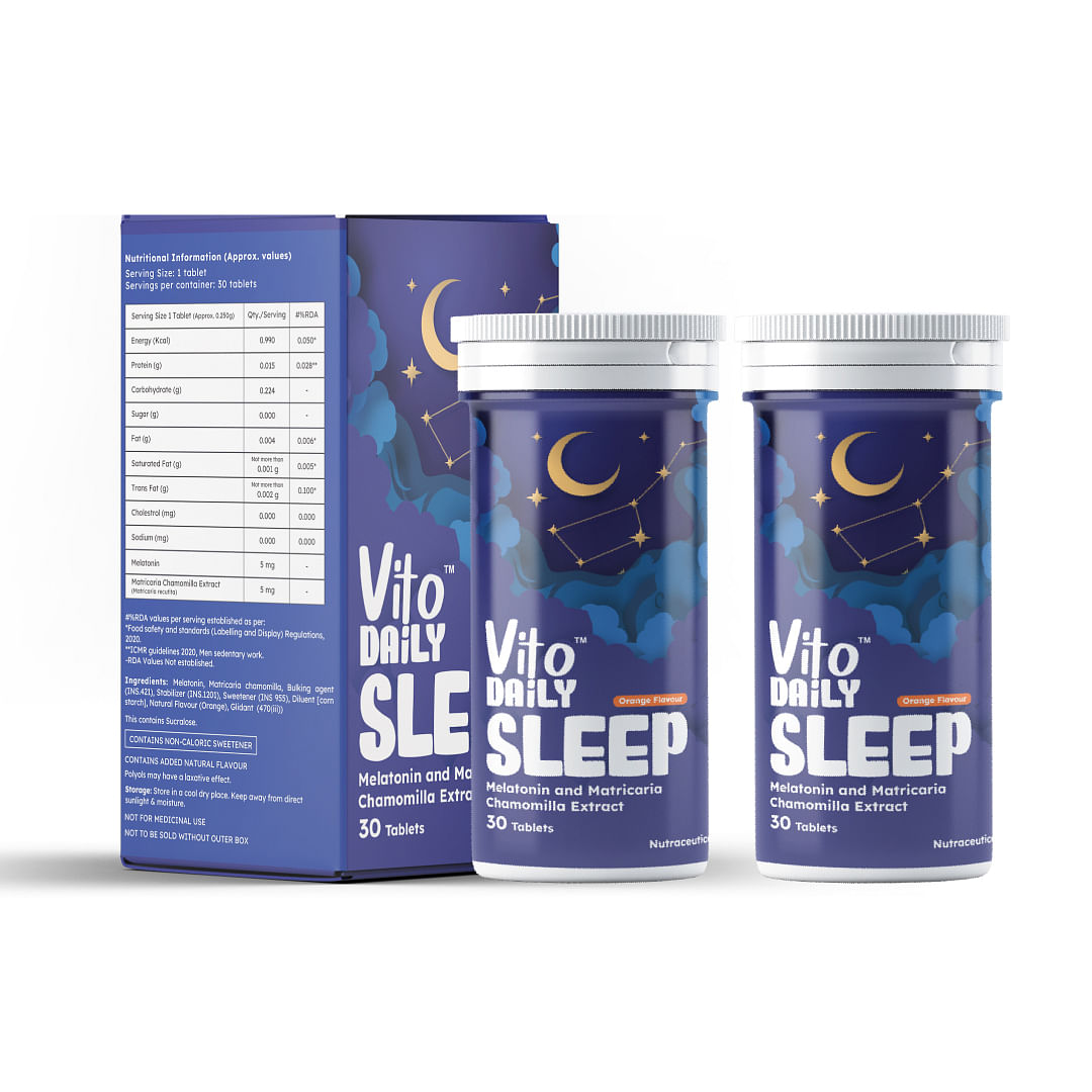 

Vito Daily Sleep - Melatonin & Chamomile Flavoured Mints for Relaxed & Restful Sleep (1 per Day, Pack of 2)