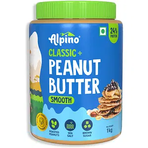 Alpino Classic Peanut Butter Smooth | 90% Roasted Peanuts | High Protein Peanut Butter Creamy | Gluten-Free | Vegan