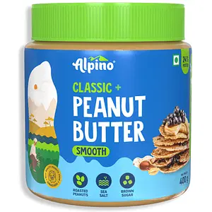 Alpino Classic Peanut Butter Smooth | 90% Roasted Peanuts | High Protein Peanut Butter Creamy | Gluten-Free | Vegan