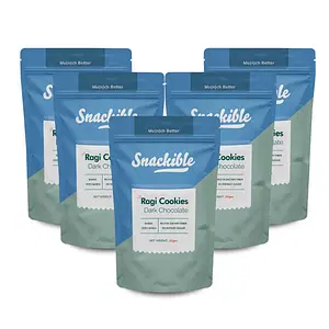Snackible Dark Chocolate Ragi Cookies (Pack of 6) - 6x50gm | Baked | Gluten Free | Rich in Fiber & Antioxidants