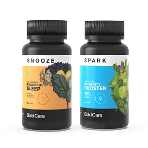 Bold Care Snooze Tablets For Improved Sleep and Stress Management - 60 tablets + Bold Care Spark - Immunity Booster for Adults & Kids - 60 Tablets
