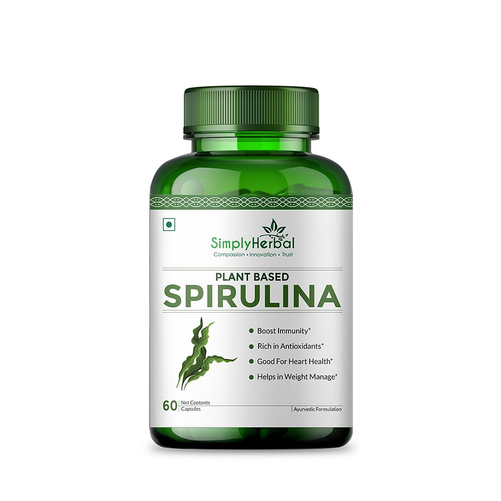 

Simply Herbal Spirulina Capsules 2000Mg Green Food For Good Health & Weight Management