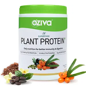 Oziva Superfood Plant Protein Powder For Men & Women | Coco Vanilla 250G | 20G Of Complete Vegan Protein Powder With Essential Vitamins & Minerals For Boosting Immunity & Better Digestion