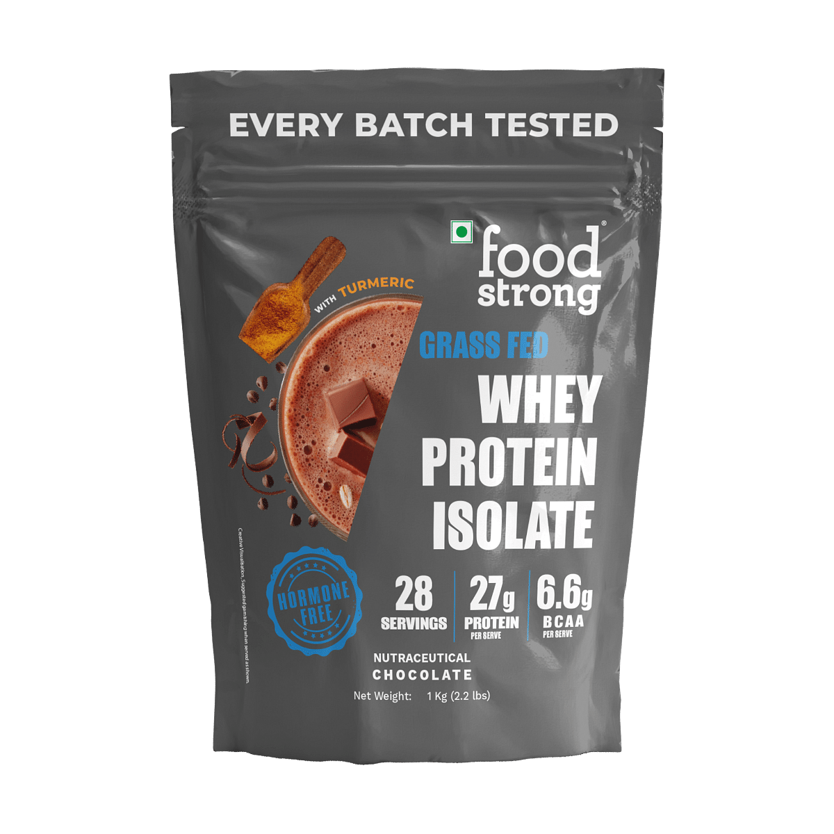 

Foodstrong Whey Protein Powder Isolate, Daily Protein Chocolate Flavour, With Turmeric & Digestive Enzymes, No Added Sugar, 1Kg