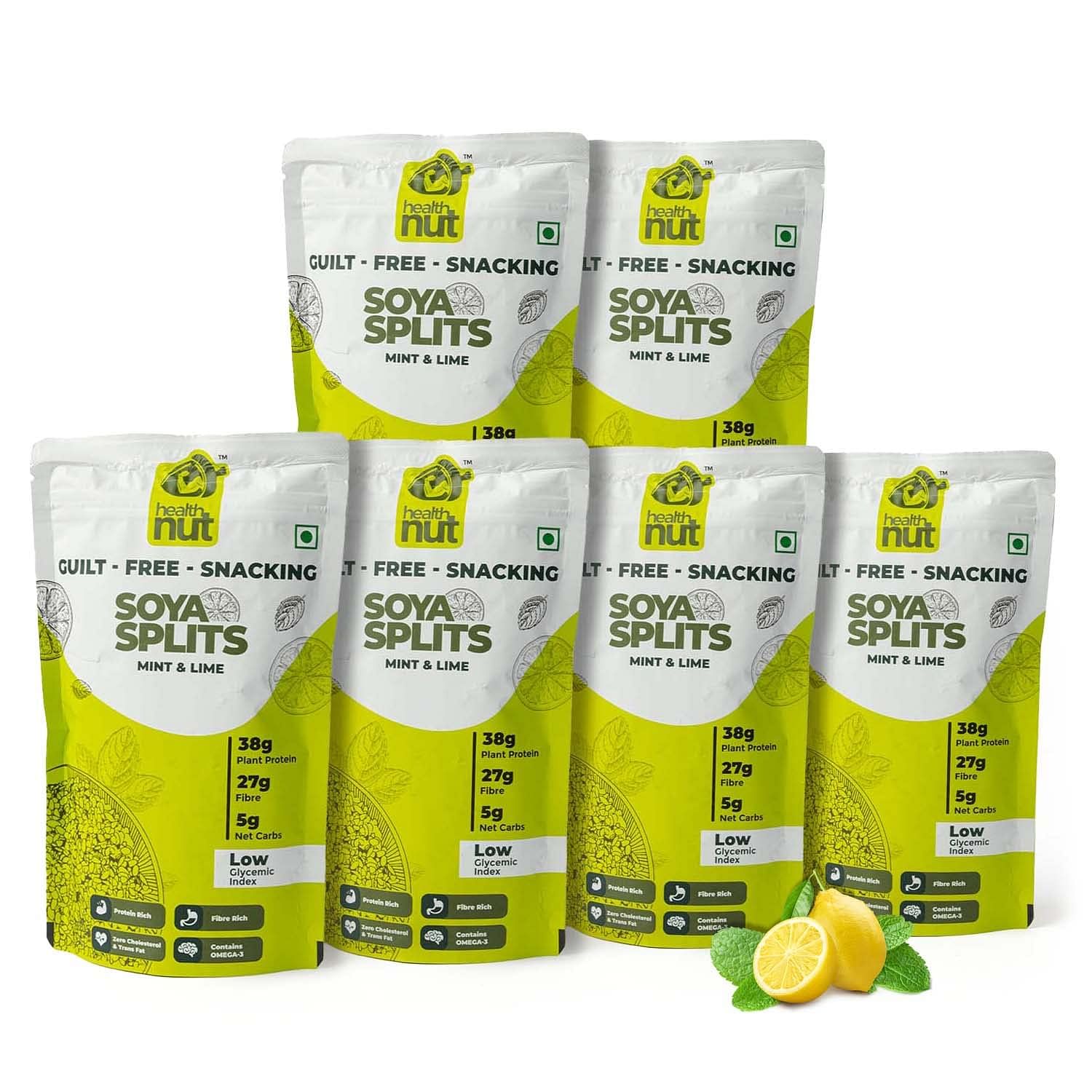 

Health Nut Guilt-Free-Snacking Soya Splits (Mint and Lime) - Pack Of 6