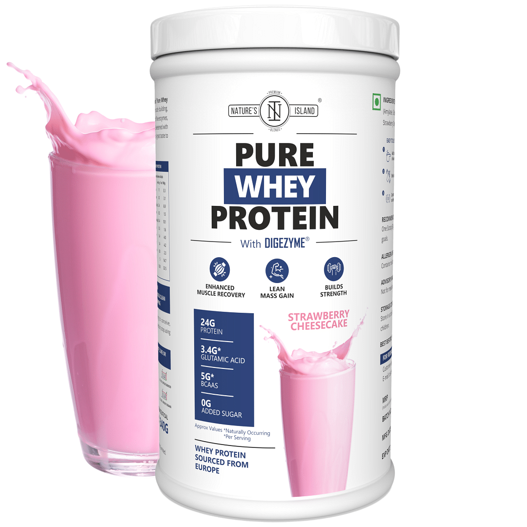 

Natures Island Pure Whey Protein With Digezyme ® |European Whey, High Absorption, No Sugar, No Sucralose, No Thickener, No Protein Spiking | 24G Pr...