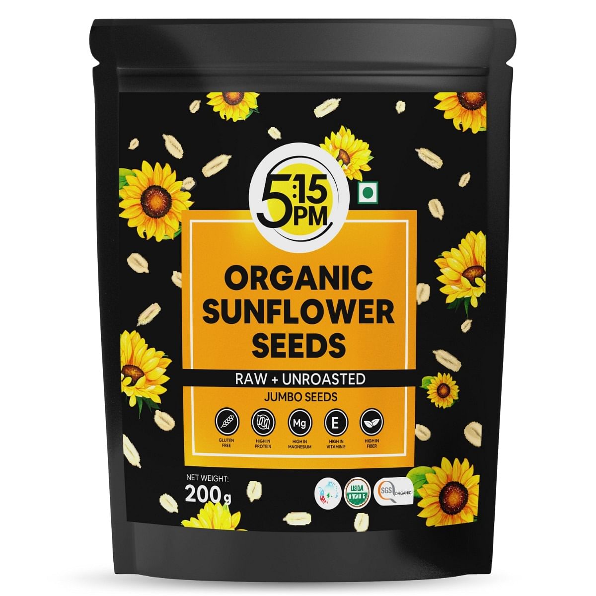 

5:15PM Organic Sunflower Seeds| Raw Sunflower Seeds for eating |High in Protein & Fibre | 100% Organic, Natural, Raw & Unroasted Seeds– 200g