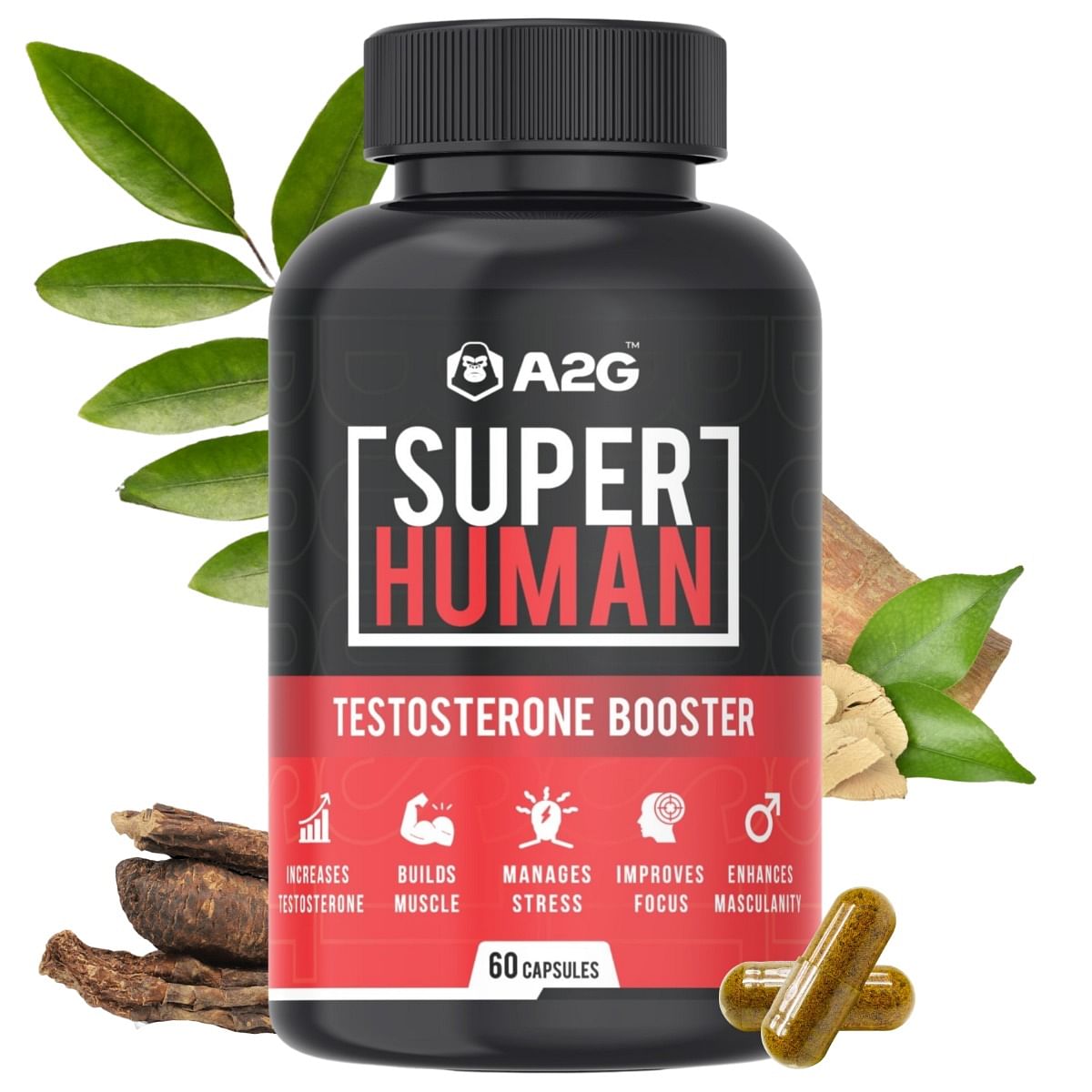 

A2G SUPERHUMAN | Testosterone Booster- Huberman Formula | Indonesian Tongat Ali & African Fadogia Agrestis| Natural Muscle Growth & Energy | Boost ...