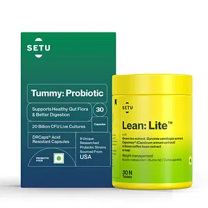 Setu Tummy Probiotic - 30 Capsules & Lean Lite - 30 Tablets for Healthy Metabolism Combo Pack | Better Immunity and Digestion | Plant-Based Weight Management Formula - Pack of 2