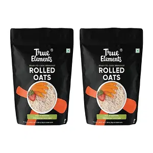 True Elements Rolled Oats 2 kg (1 kg x 2 Packs) 100% Wholegrain Breakfast | Gluten - Free Oats | Diet Food for Weight Loss and Management
