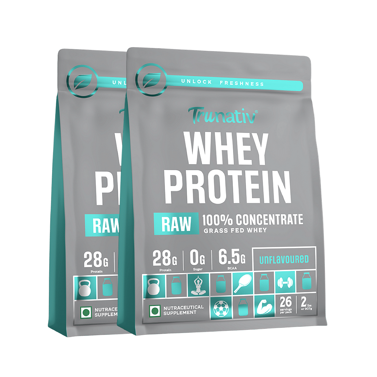 

TruNativ Raw Whey Protein Concentrate 907g | 30 Serving | Unflavoured | 24g Protein | Muscle | Strength Pack of 2