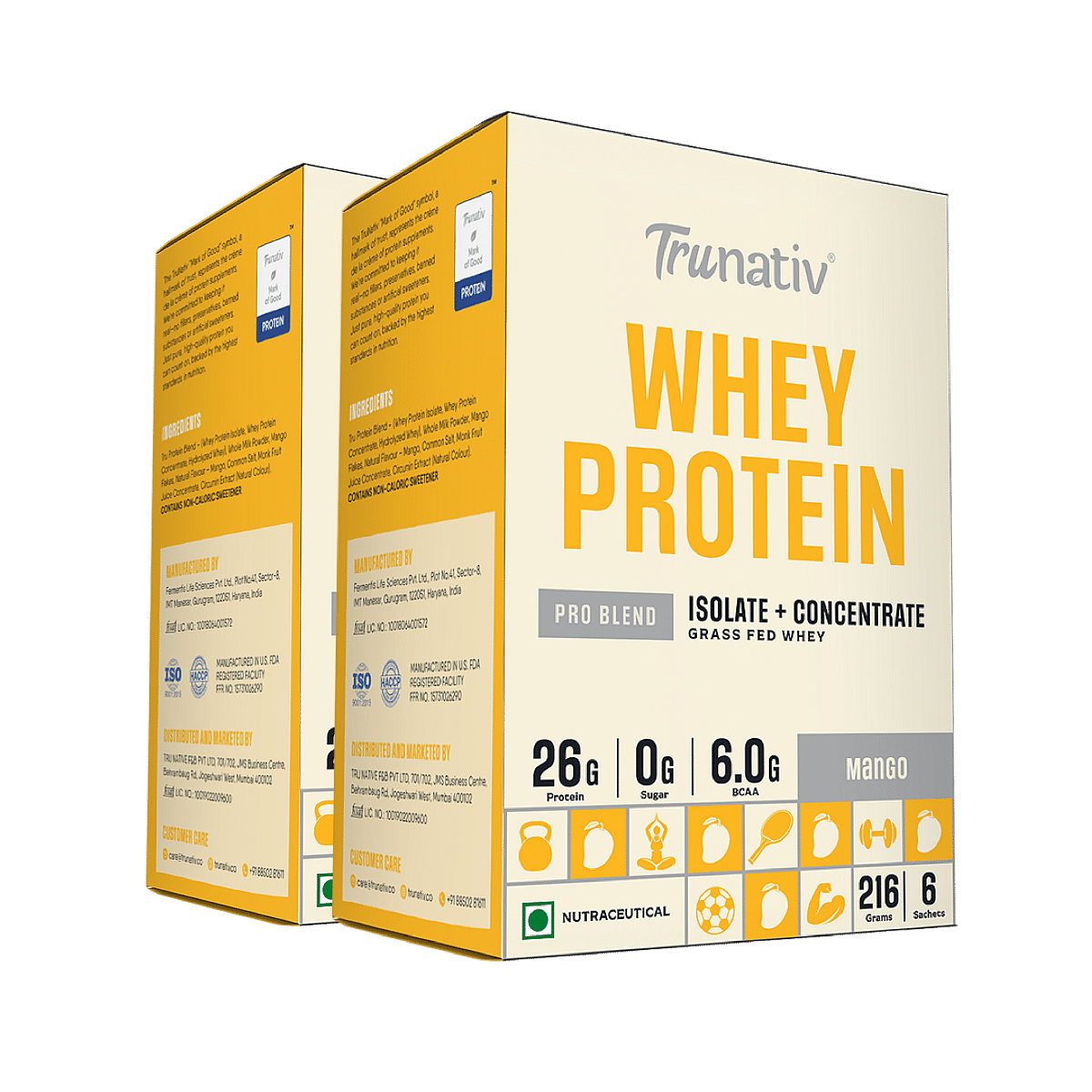 

Trunativ Pro Blend Whey Protein | Mango | 26g Protein & 6g BCAA per Serving | Grass-Fed Isolate & Concentrate| Lab Tested for Purity & Accuracy | N...