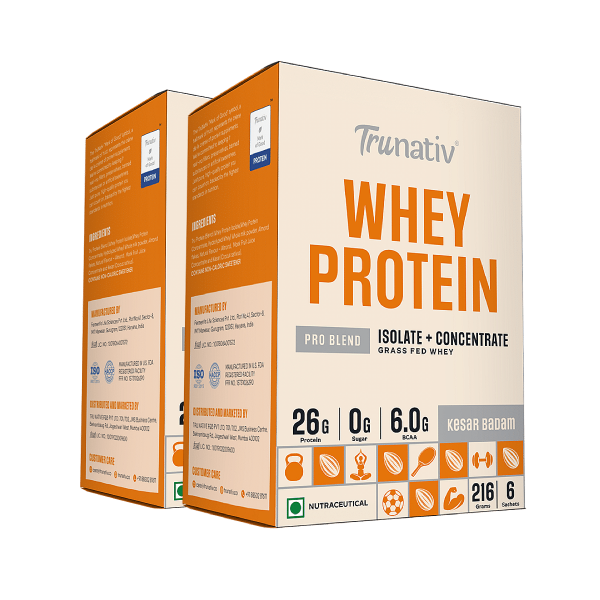 

Trunativ Pro Blend Whey Protein | Kesar Badam | 26g Protein & 6g BCAA per Serving | Grass-Fed Isolate & Concentrate| Lab Tested for Purity & Accura...